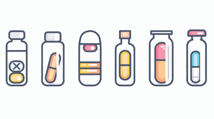 Tablets ampoules medicine line icon. flat vector isolated