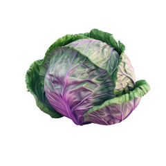 Obraz premium A cabbage head close-up on a Transparent Background