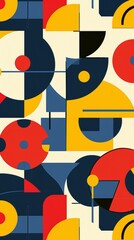 Abstract geometric pattern, playful shapes, primary colors, childlike wonder