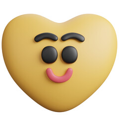 3d render of heart smile emoji.