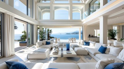 Luxury Beachfront Home Interior with Ocean View
