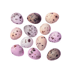Close-up of speckled eggs in a group on a Transparent Background