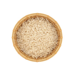 A close up of a basket of rice on a Transparent Background