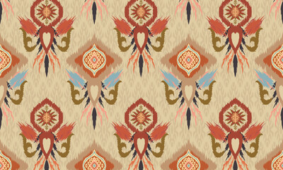 Hand draw Motif ethnic handmade beautiful Ikat art. Ethnic abstract floral, leaves, botanical pattern.great for textiles, banners, wallpapers, wrapping vector.