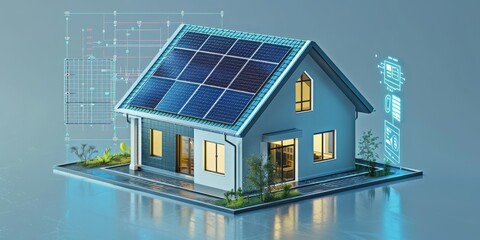 Home of the Future: A Digitally Rendered Eco-Friendly House with Solar Panels Showcasing Sustainable Living Innovations, Generative AI