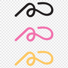 Swirly line doodle. Swoosh and swash, swish vector line icon, black underline set, hand drawn swirl and curly text elements isolated on white background. Doodle retro collection, used in web in eps10.