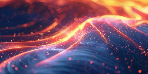 Commercial background featuring abstract representations of quantum computing and advanced technology