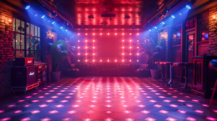 colorfully lit disco and party room
