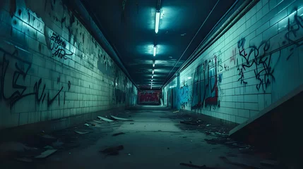 Fotobehang Underground Urban Discovery: Tunnel of Secrets./n © Крипт Крпитович