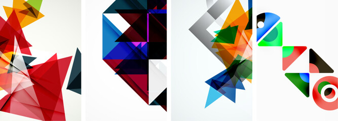 Fototapeta premium Set of abstract random triangle composition backgrounds. Vector illustration for for wallpaper, business card, cover, poster, banner, brochure, header, website