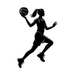 Vector Basketball players silhouettes, Basketball silhouettes, Male, female, basketball players silhouettes