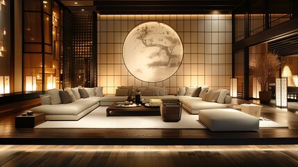 Luxurious Modern Living Room With Asian-Inspired Design Elements