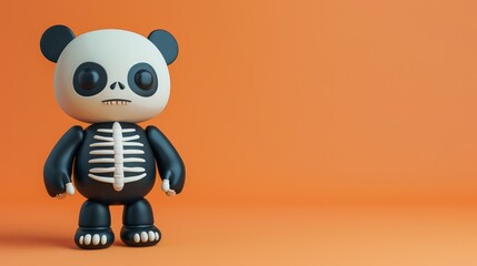 Vibrant 3D Model of Panda Skeleton Figurine - Contemporary Collectible Character Design
