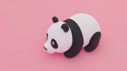 Soft and Cuddly Panda Plush Toy on Pink Background - Comforting 3D Illustration