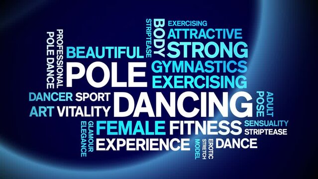 Pole Dancing animated word cloud;text design animation tag kinetic typography seamless loop.