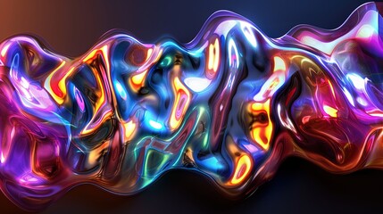 Obraz premium Abstract background metal liquid iridescent wavy with light reflection.