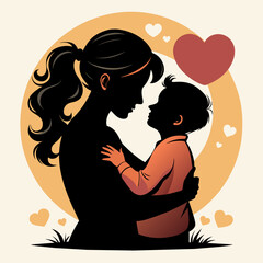 Embrace of Love A Mother and Child Silhouette