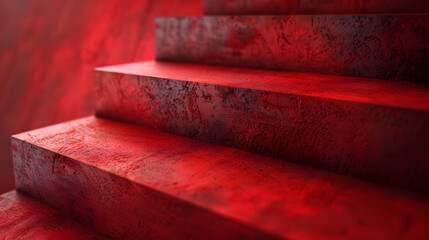 Striking Crimson Stairwell Minimalist Architectural Abstraction in Vivid Chromatic Tones