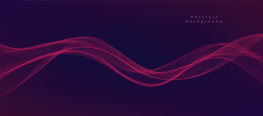 Purple background with flowing wave lines. Futuristic technology concept. Vector illustration
