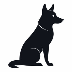 Australian Cattle Dog Silhouette Captivating Sit-Down Pose