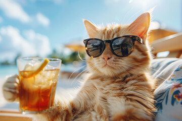 vacation cat, AI generated - 781076798