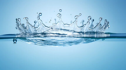 Water drop splash scene on solid color background
