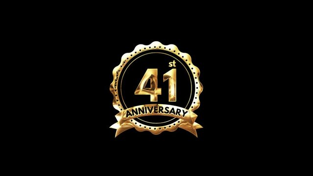 41st Anniversary luxury Gold Animation. Greeting for the 41st Anniversary. Luxurious Animation Celebrating 41 Years of Excellenc