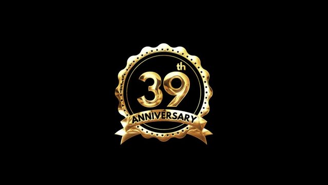 39th Anniversary luxury Gold Animation. Greeting for the 39th Anniversary. Luxurious Animation Celebrating 38 Years of Excellence