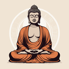 Blissful Meditation Buddha Vector Art