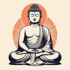Vector illustration of a serene Meditation Buddha