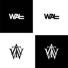 wat lettering initial monogram logo design set