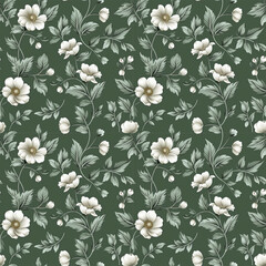 Floral green color, form natural, seamless fabric pattern.