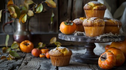 A variety of muffins displayed on a cake stand