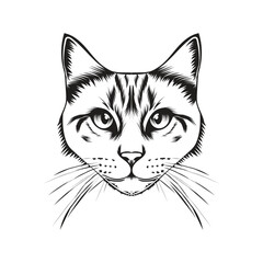 black and white cat head vector design illustration