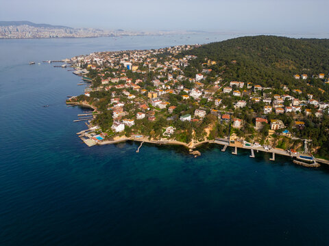 Aerial view of a prinsess island buyukada in Istanbul, Turkey