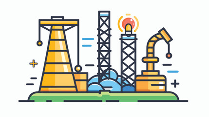 Shale gas oil industry color icon vector
