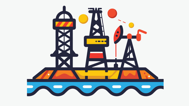 Shale gas oil industry color icon vector
