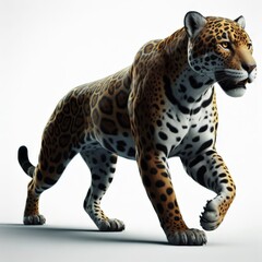 Image of isolated leopard against pure white background, ideal for presentations
