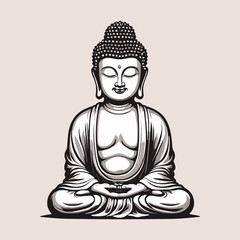 Isolated Meditation Buddha in Lotus Pose Vector