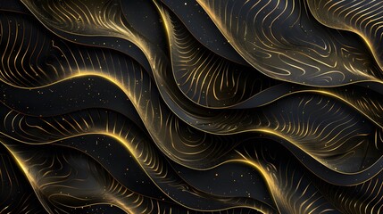 golden lines on a dark background, luxury concept
