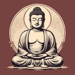 Calm Buddha in Meditation Isolated Vector Art