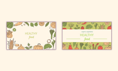  Hand drawn vegetable design for farmers market promotion banner