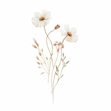 recommend clip art: Beautiful floral composition with watercolor hand drawn gentle autumn fall flowers. Stock floral illustration. Nature clip art.