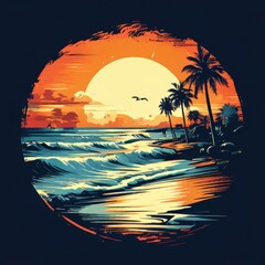 The beauty of a sunset with palm trees in a tropical setting