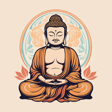 Serene Meditating Buddha Isolated Graphic