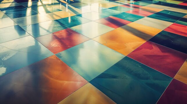 Beautiful Tiled Floor with shadows. Modern Surfaces Background.