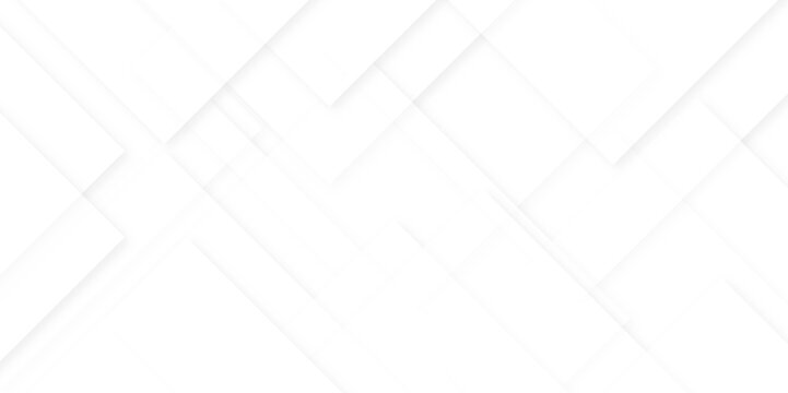 Modern Abstract white background design with layers of textured white transparent material in triangle and squares shapes. White color technology concept geometric line vector background.
