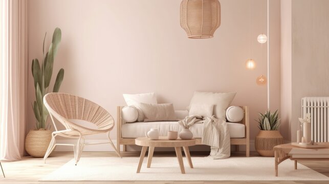 Stylish Interior Design Background. Modern Home. Generative AI.