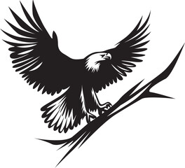 Fototapeta premium Eagle sitting on tree branch, Eagle Vector illustration