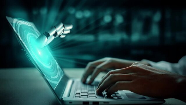 XAI Futuristic robot artificial intelligence enlightening AI technology development and machine learning concept. Global robotic bionic science research for future of human life. 3D rendering graphic.